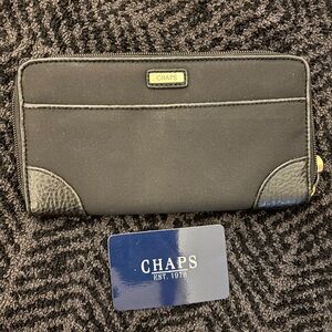 Chaps Black Zip-Around Wallet